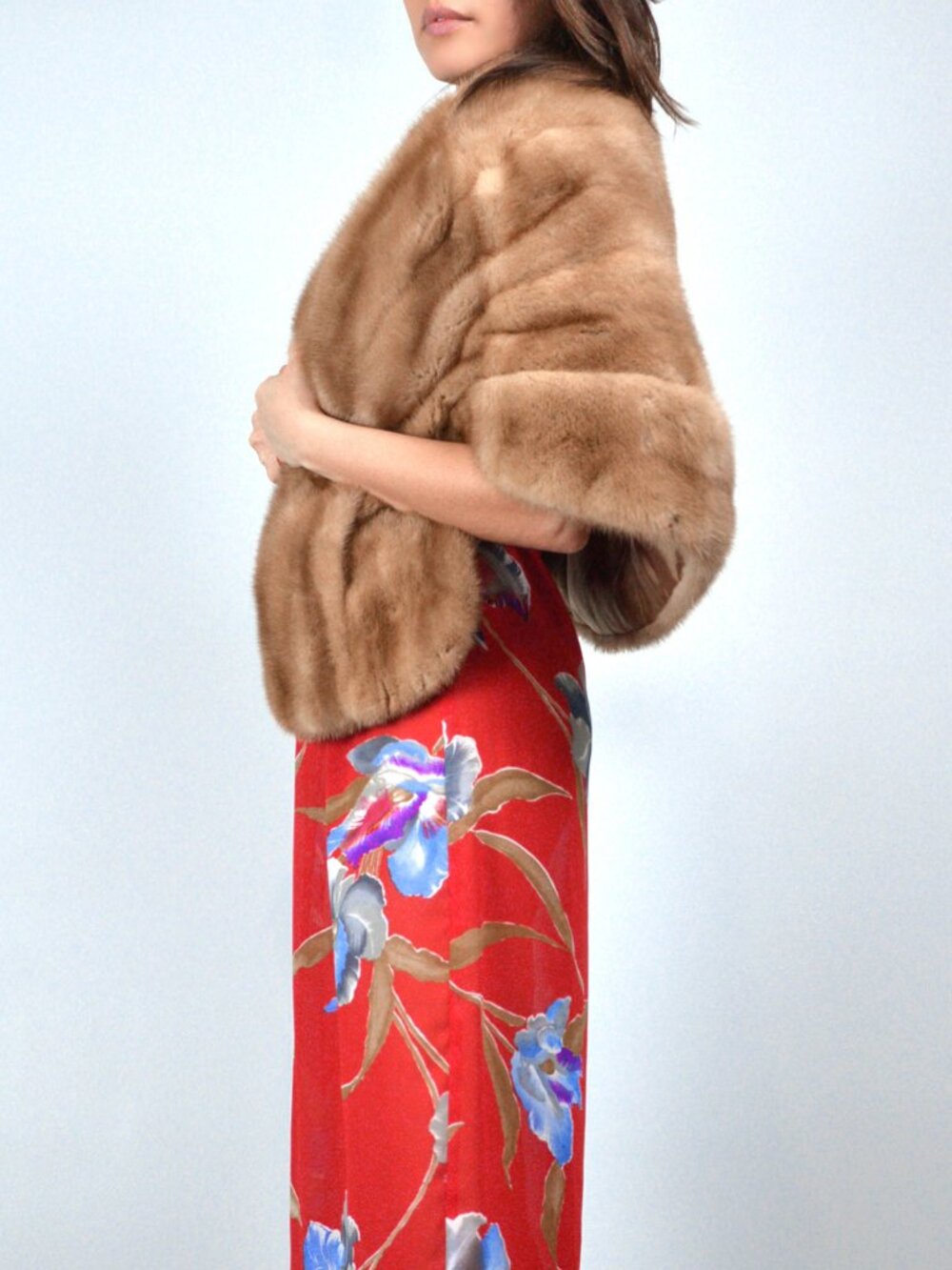 Vintage 60s Honey Mink Fur Stole, Bridal Wrap Shawl, Black Tie Formal Cape Coat
